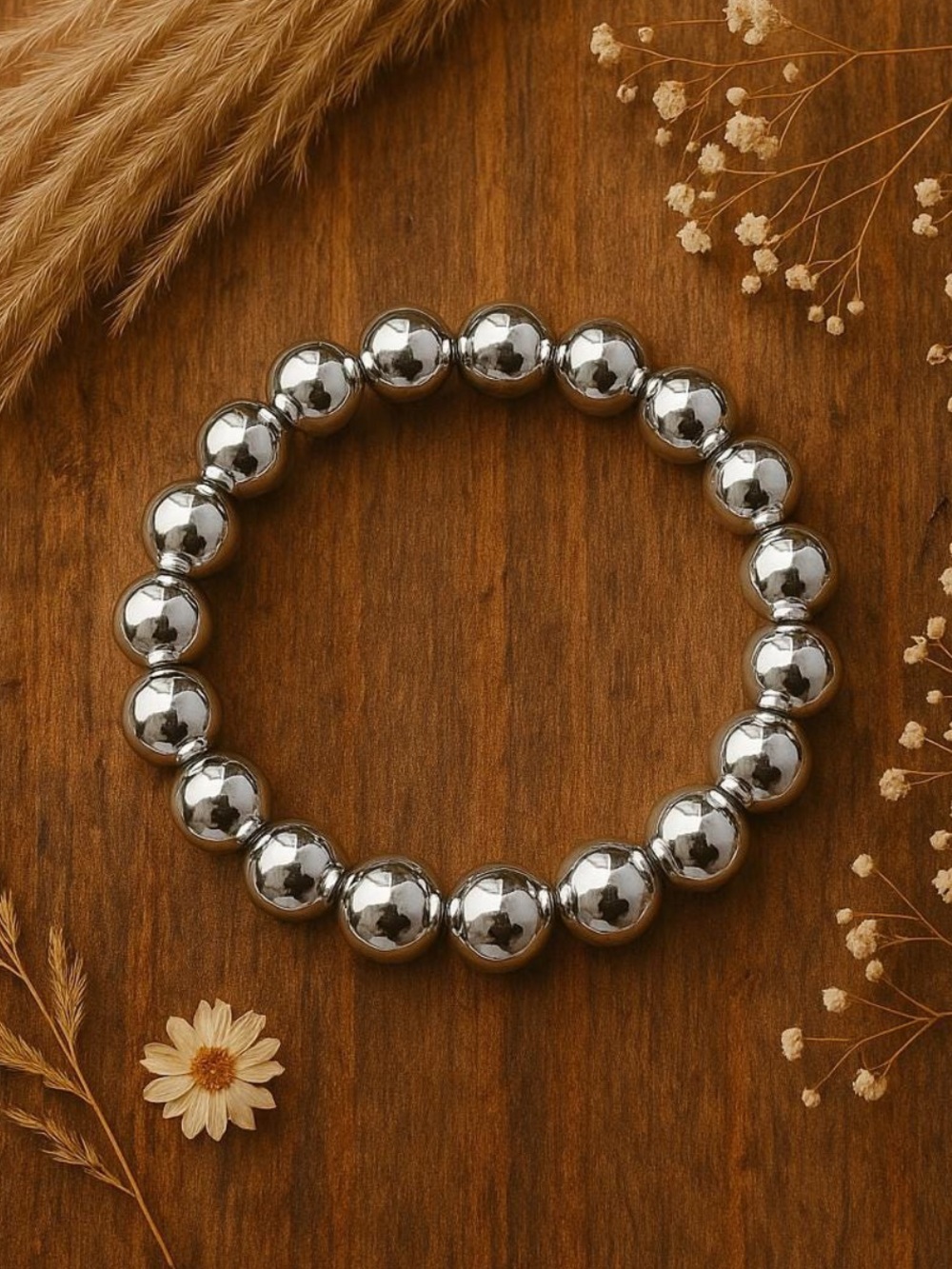 🆕New Silver Hematite Gemstone Bracelet 8mm